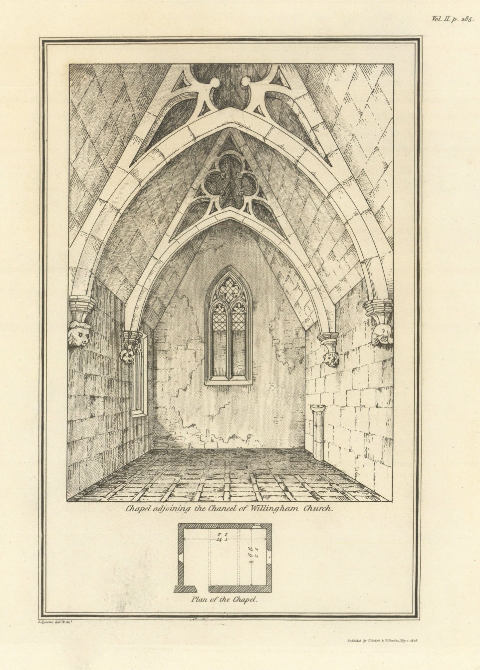 Chapel adjoining the Chancel of Willingham Church. LYSONS 1810 old print