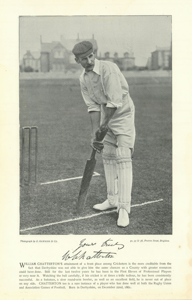 Associate Product William Chatterton. All-rounder. Derbyshire cricketer 1895 old antique print