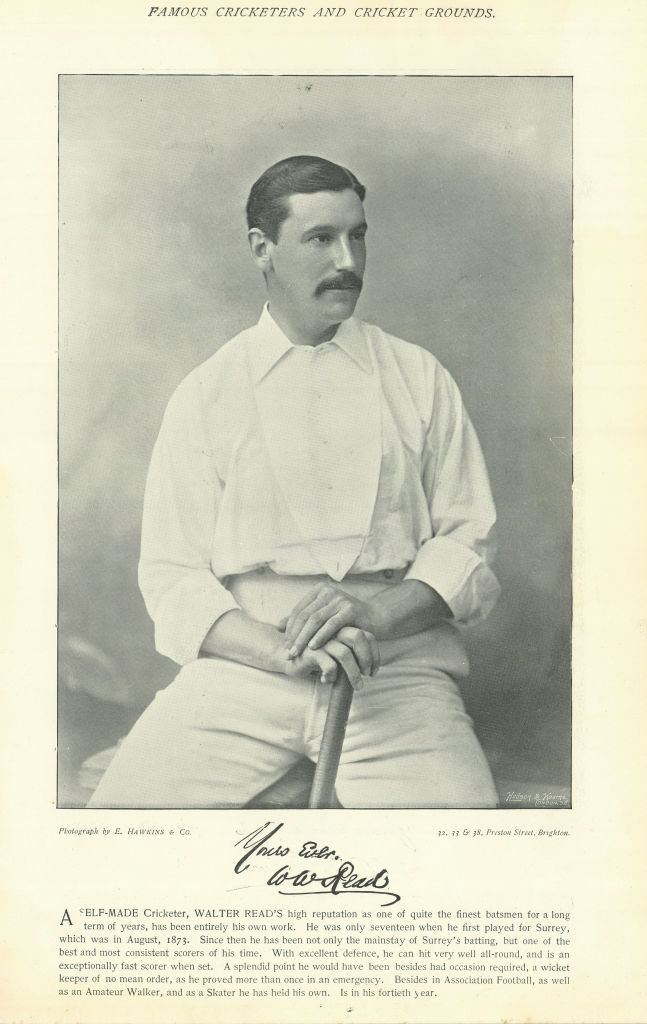 Walter William Read. Batsman. Surrey cricketer 1895 old antique print picture