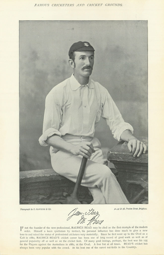 John Maurice Read. Batsman. Surrey cricketer 1895 old antique print picture