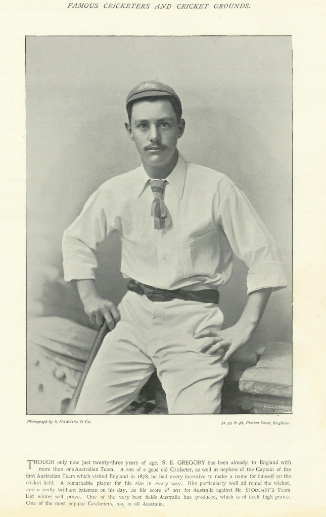Associate Product Sydney Edward Gregory. Right-handed batsman. Australia cricketer 1895 print
