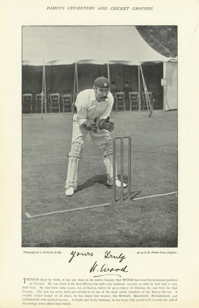 Henry "Harry" Wood. Wicket-keeper. Surrey cricketer 1895 old antique print
