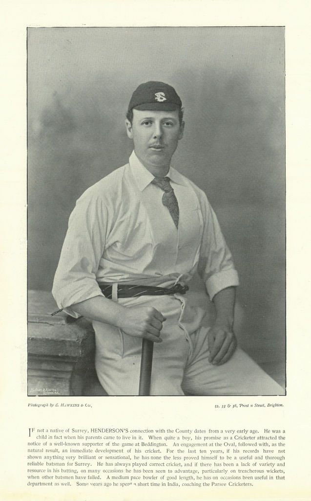 Associate Product Robert Henderson. All-rounder. Surrey cricketer 1895 old antique print picture