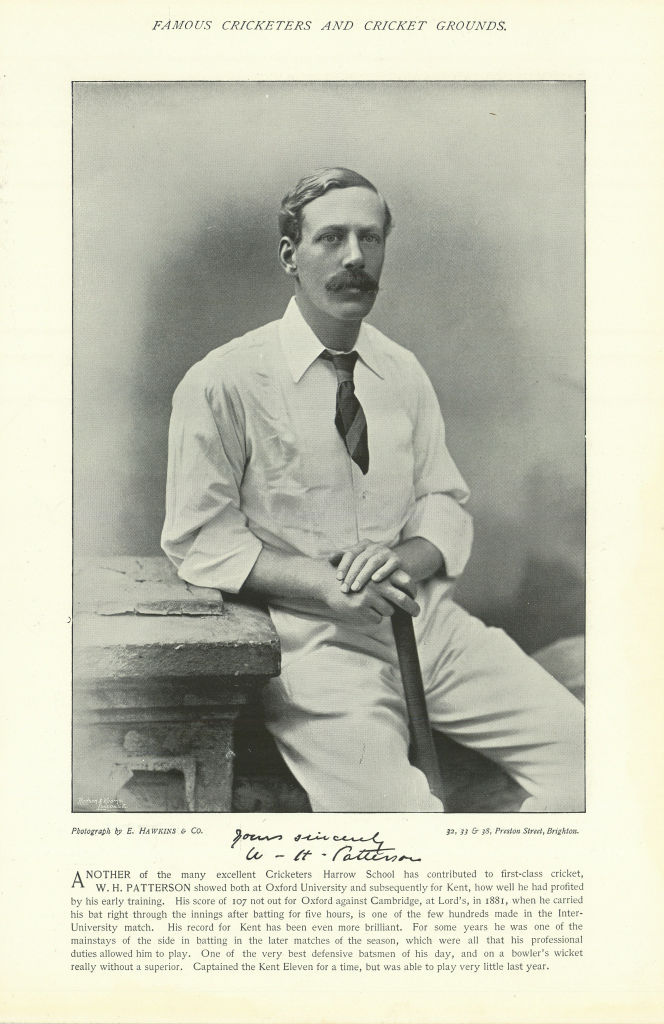 Associate Product William Harry Patterson. Batsman. Kent cricketer 1895 old antique print