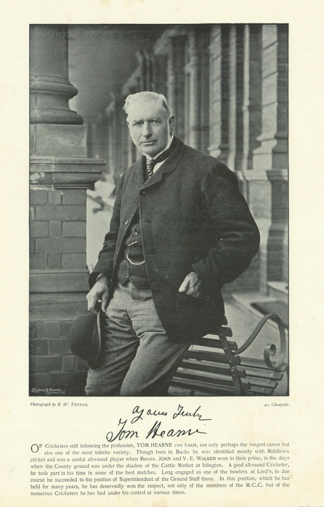 Tom Hearne. All-rounder. Marylebone Cricket Club cricketer 1895 old print