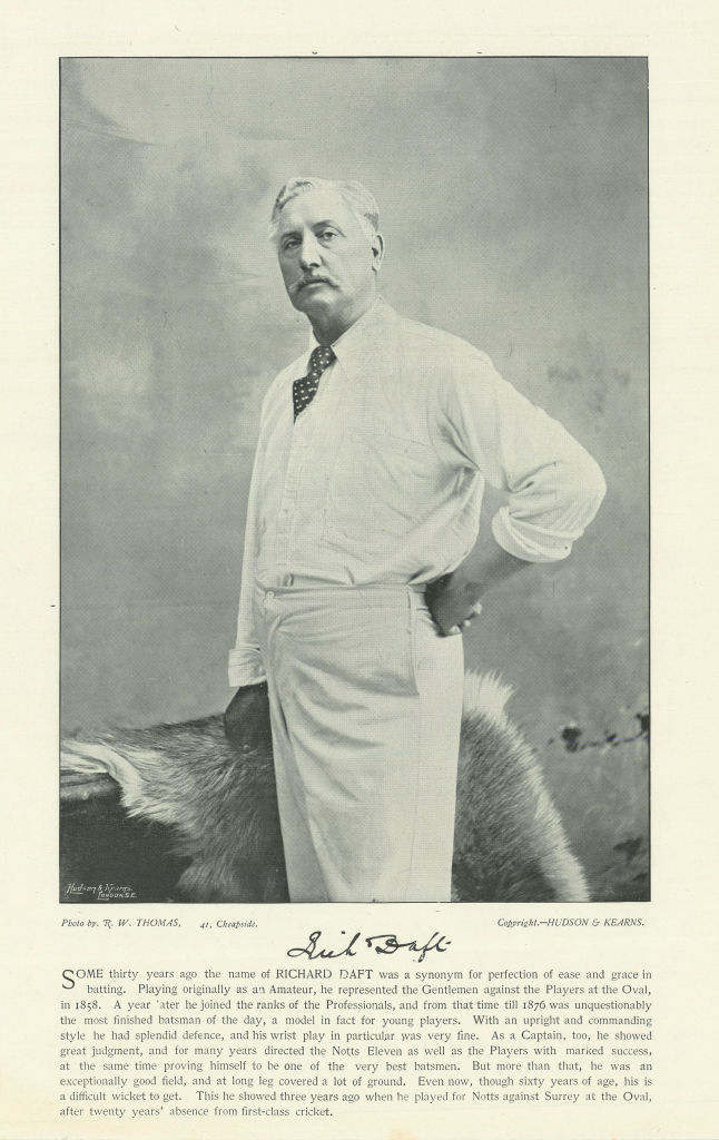 Associate Product Richard Daft. Batsman. Nottinghamshire cricketer 1895 old antique print