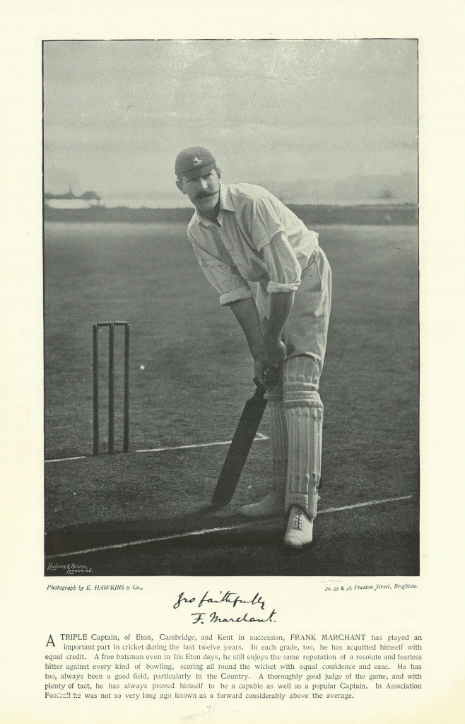 Associate Product Francis "Frank" Marchant. Batsman. Kent cricketer 1895 old antique print