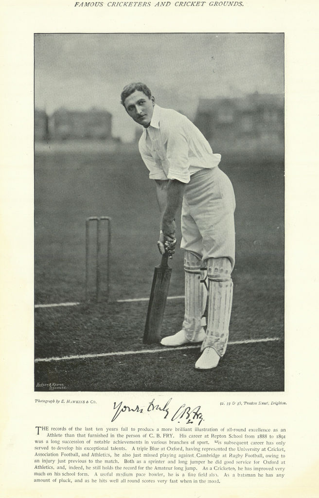 Charles Burgess "C. B." Fry. All-rounder. Oxford cricketer 1895 old print