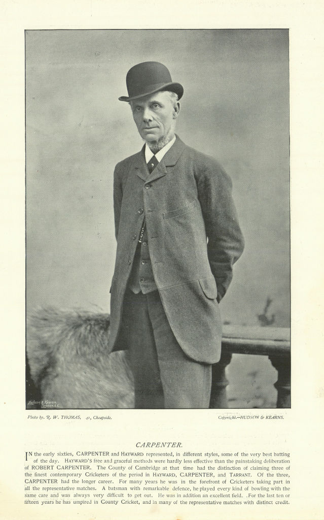 Associate Product Robert Pearson Carpenter. Batsman. Umpire. Cricket cricketer 1895 old print