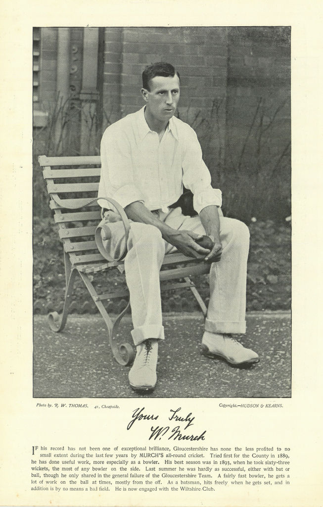 William Henry "Bill" Murch. All-rounder. Gloucestershire cricketer 1895 print