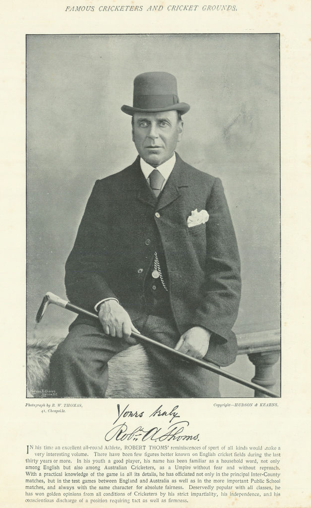 Robert Arthur "Bob" Thoms. Umpire. Cricket cricketer 1895 old antique print