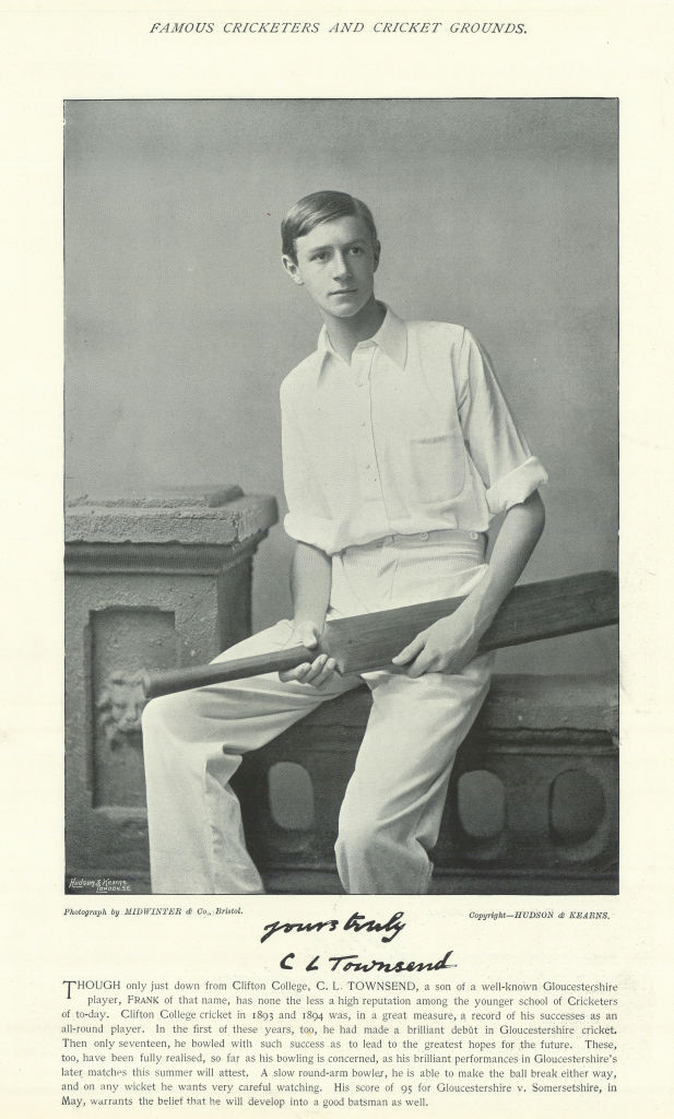 Charlie Lucas Townsend. Left-handed batsman. Gloucestershire cricketer 1895