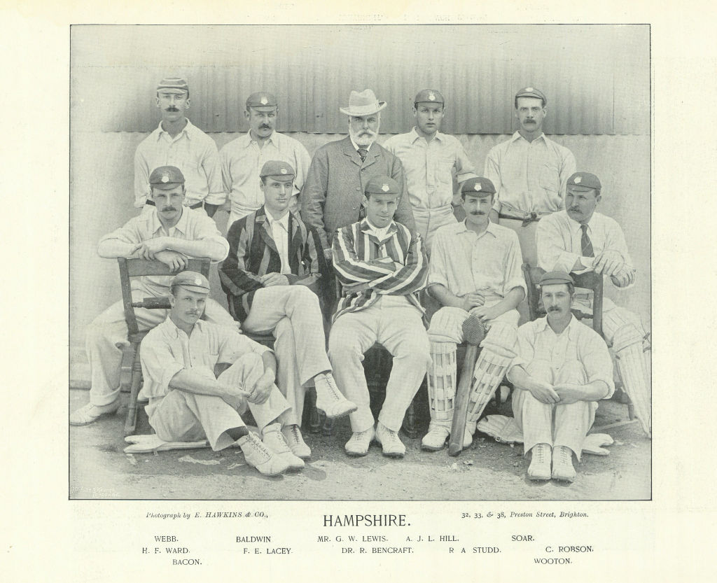 Hampshire County Cricket Team Webb Ward Lacey Bacon Lewis Hill Soar Studd 1895