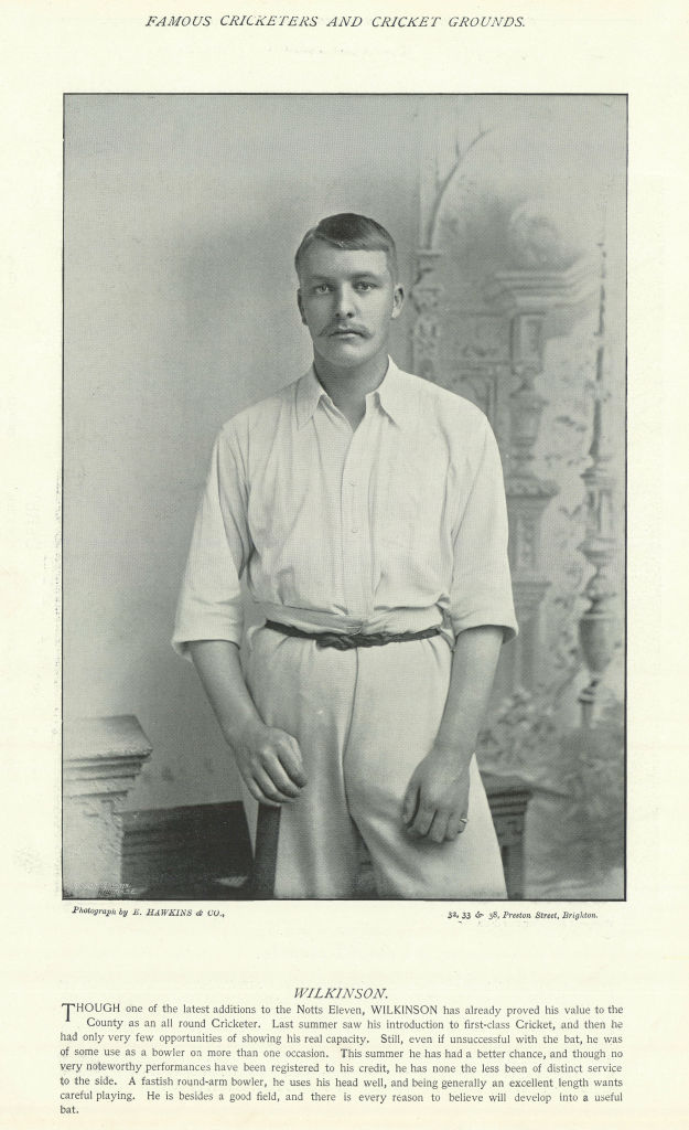 Associate Product William Wilkinson. Right-arm fast-medium bowler. Nottinghamshire cricketer 1895