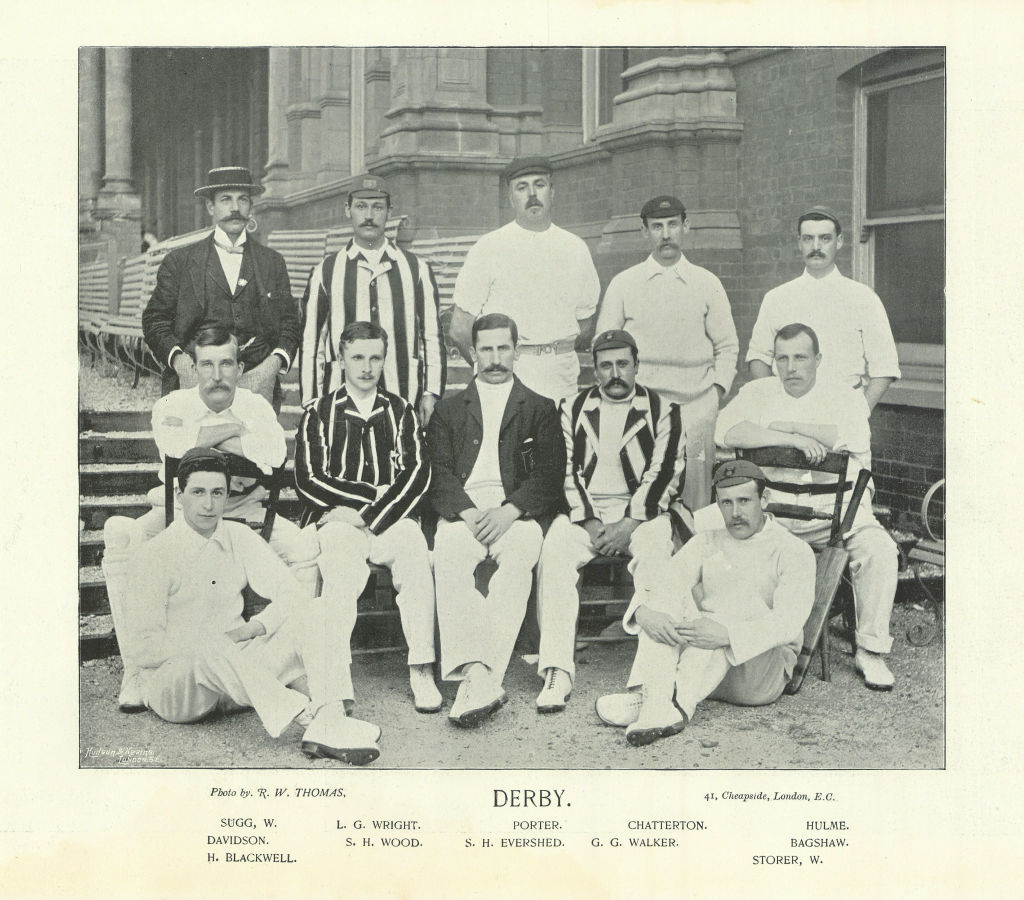 Derbyshire County Cricket Team Sugg Wright Wood Porter Walker Hulme Storer 1895
