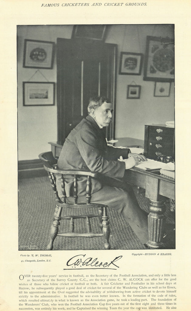 Charles William Alcock. F.A. Secretary. Surrey cricketer 1895 old print