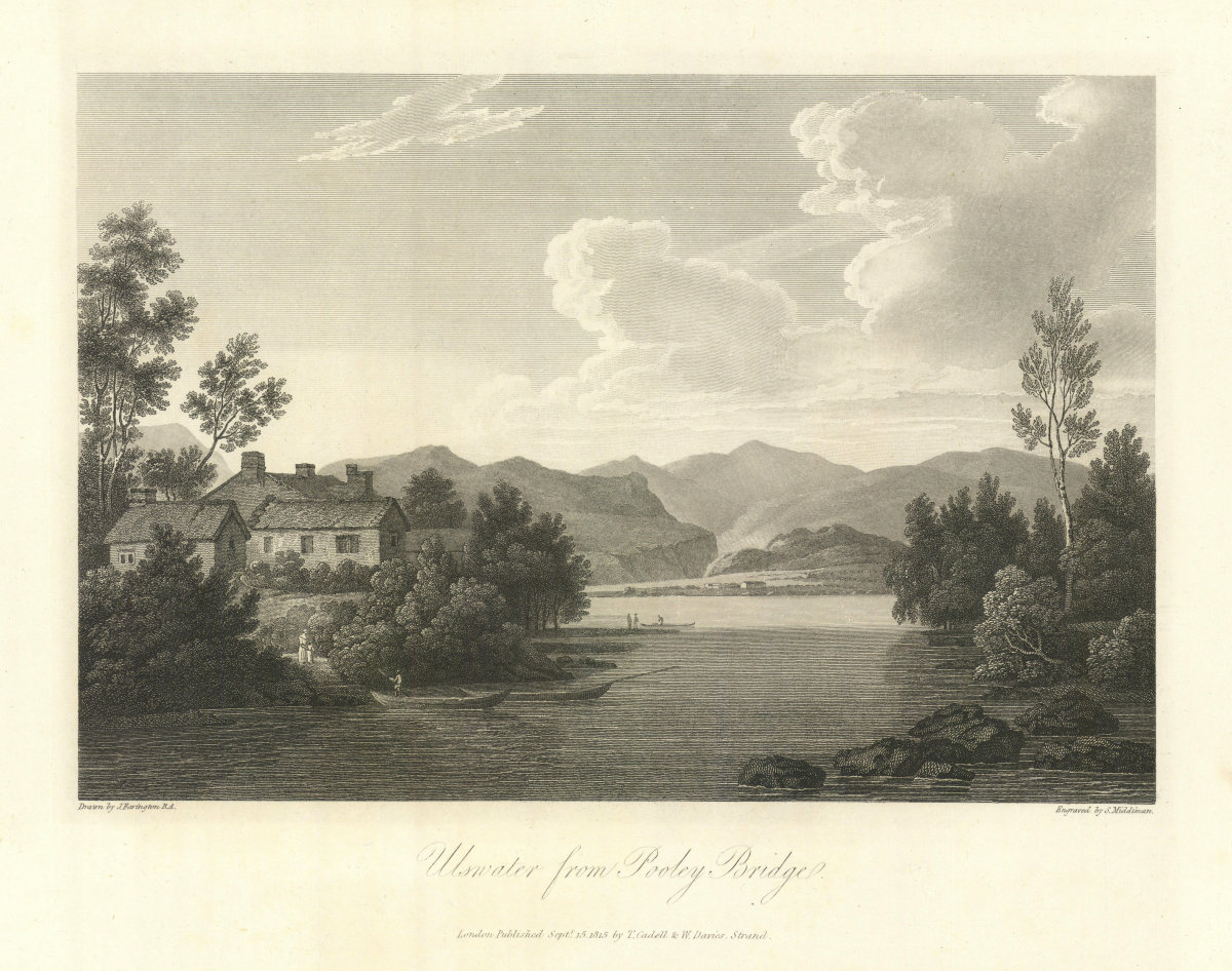 View of Ullswater from Pooley Bridge. English Lake District. Cumbria 1816
