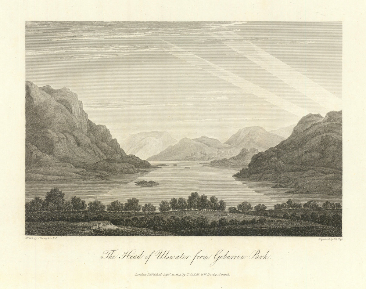 Ullswater Head from Gowbarrow Park. English Lake District. Cumbria 1816 print