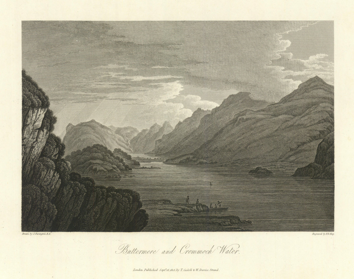Buttermere & Crommock Water by J. Farington. English Lake District. Cumbria 1816