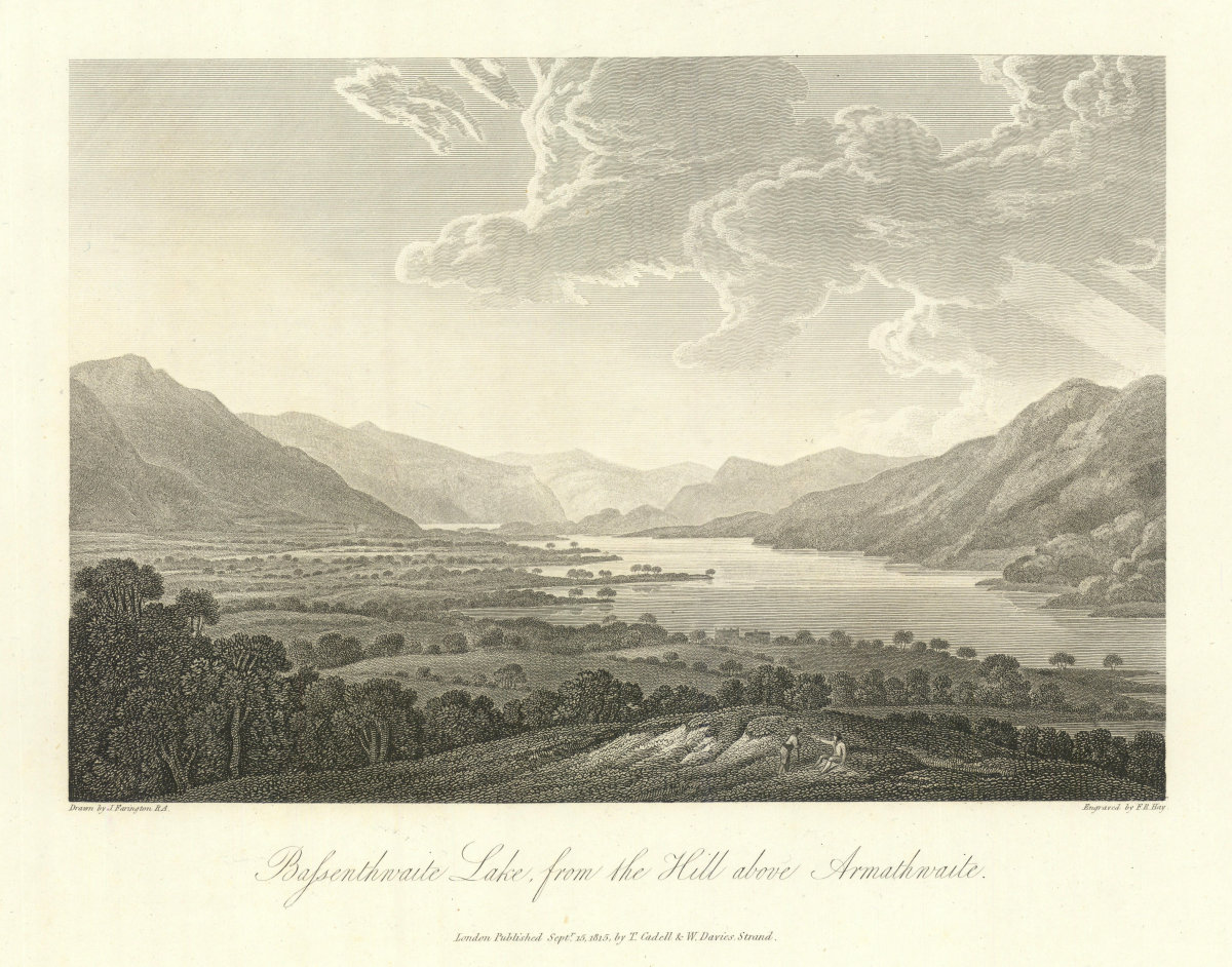 Bassenthwaite Lake from above Armathwaite. English Lake District. Cumbria 1816