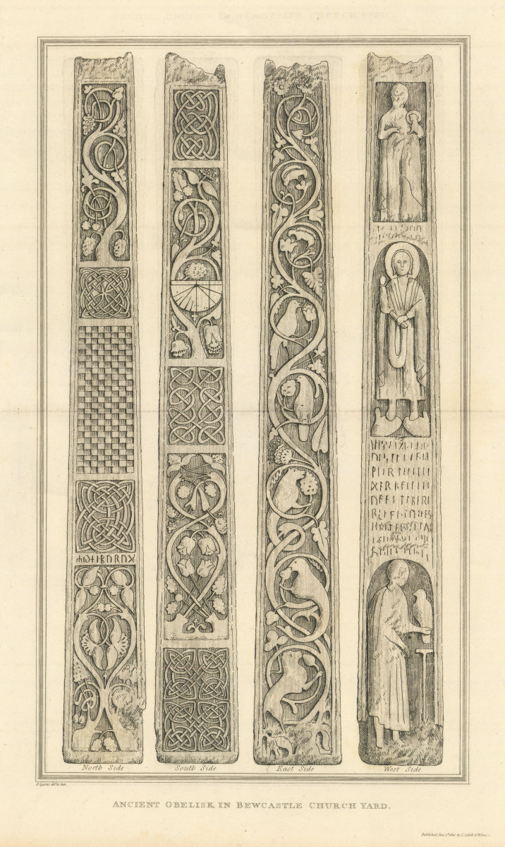 Associate Product Bewcastle Cross, St Cuthbert's church-yard, Cumbria 1816 old antique print