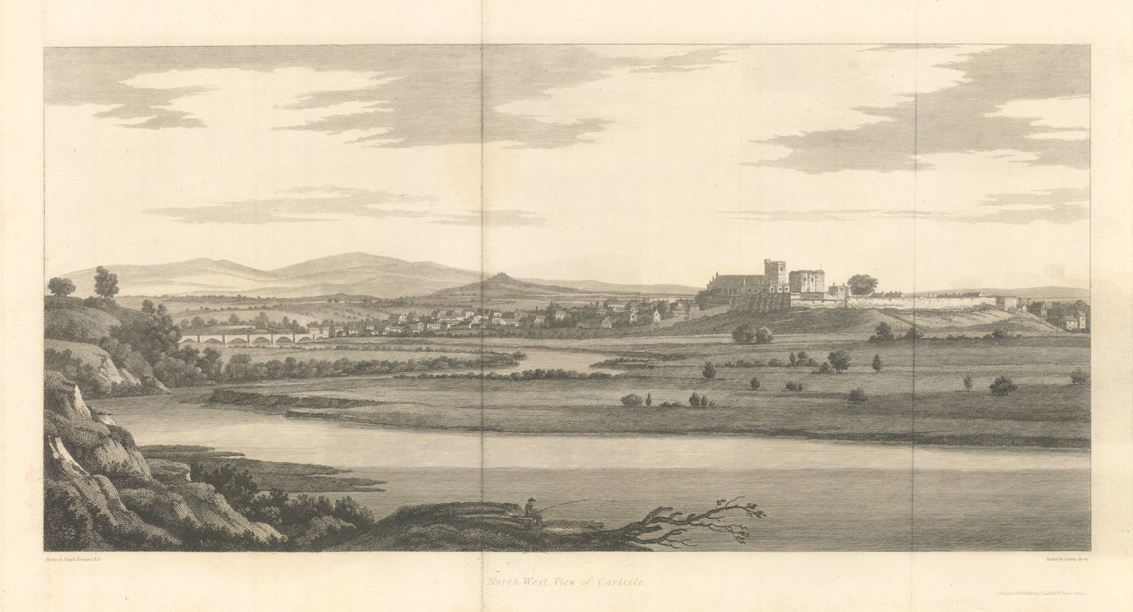 North-west view of Carlisle. Panorama by Joseph Farington 1816 old print