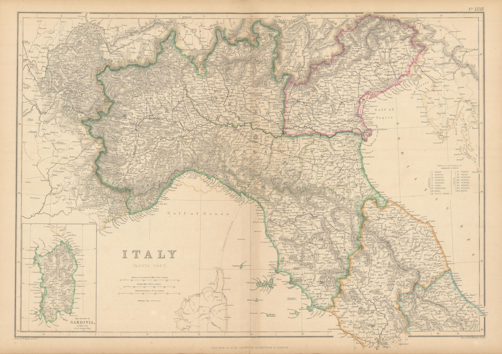 Northern Italy & Sardinia by William Hughes. W/o Nice & Savoy/Savoie 1859 map