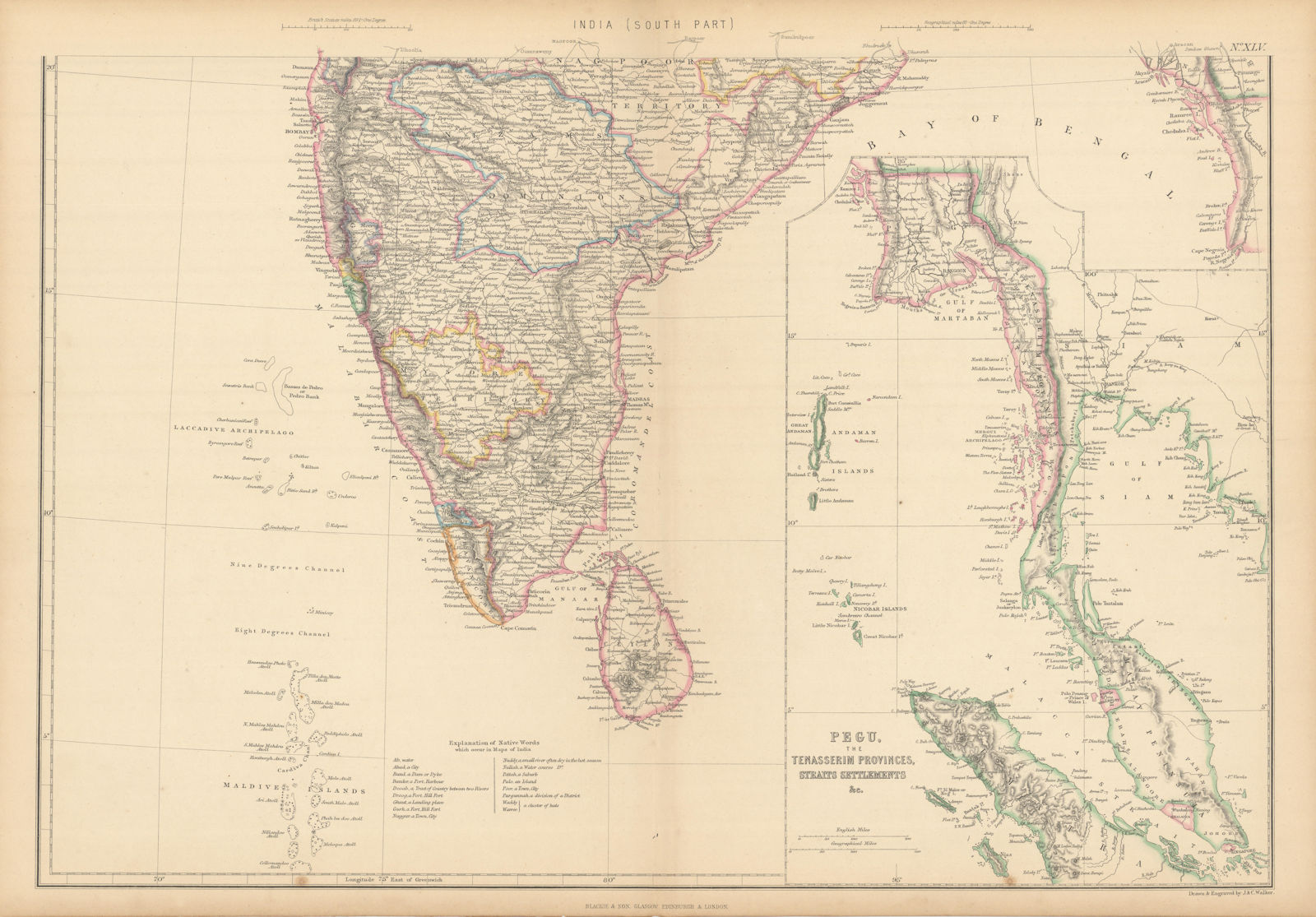 Southern India. Pegu Tenasserim Straits Settlements. Singapore. WELLER 1859 map