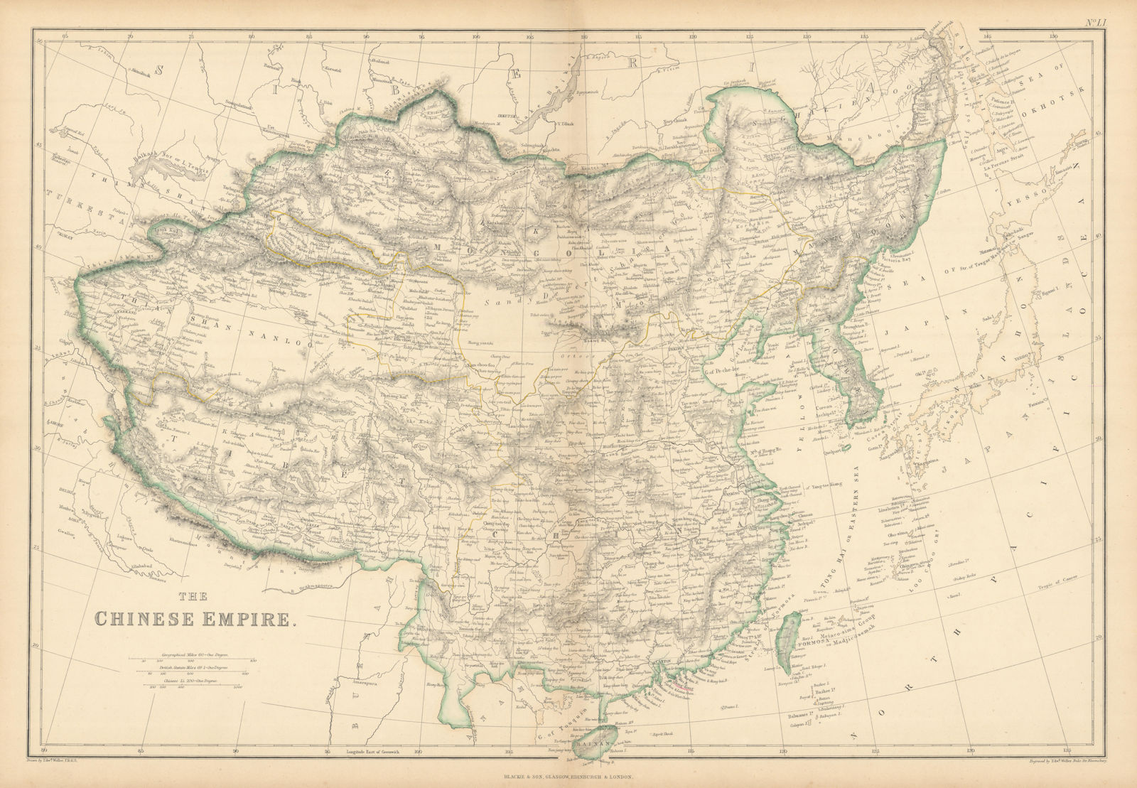 The Chinese Empire by Edward Weller. China, Mongolia, Tibet & Korea 1859 map