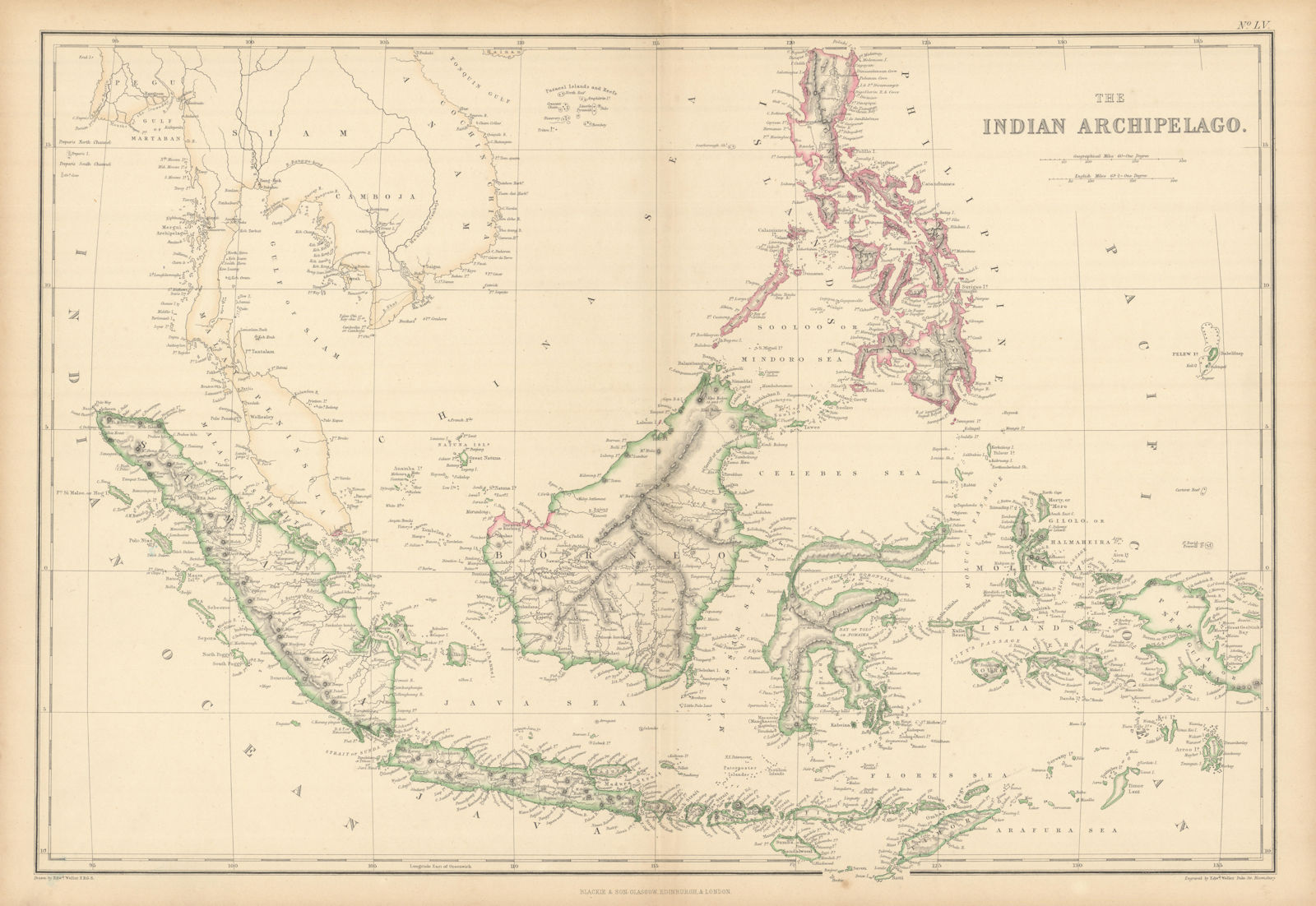 The Indian Archipelago. East Indies Indonesia Philippines. WELLER 1859 old map