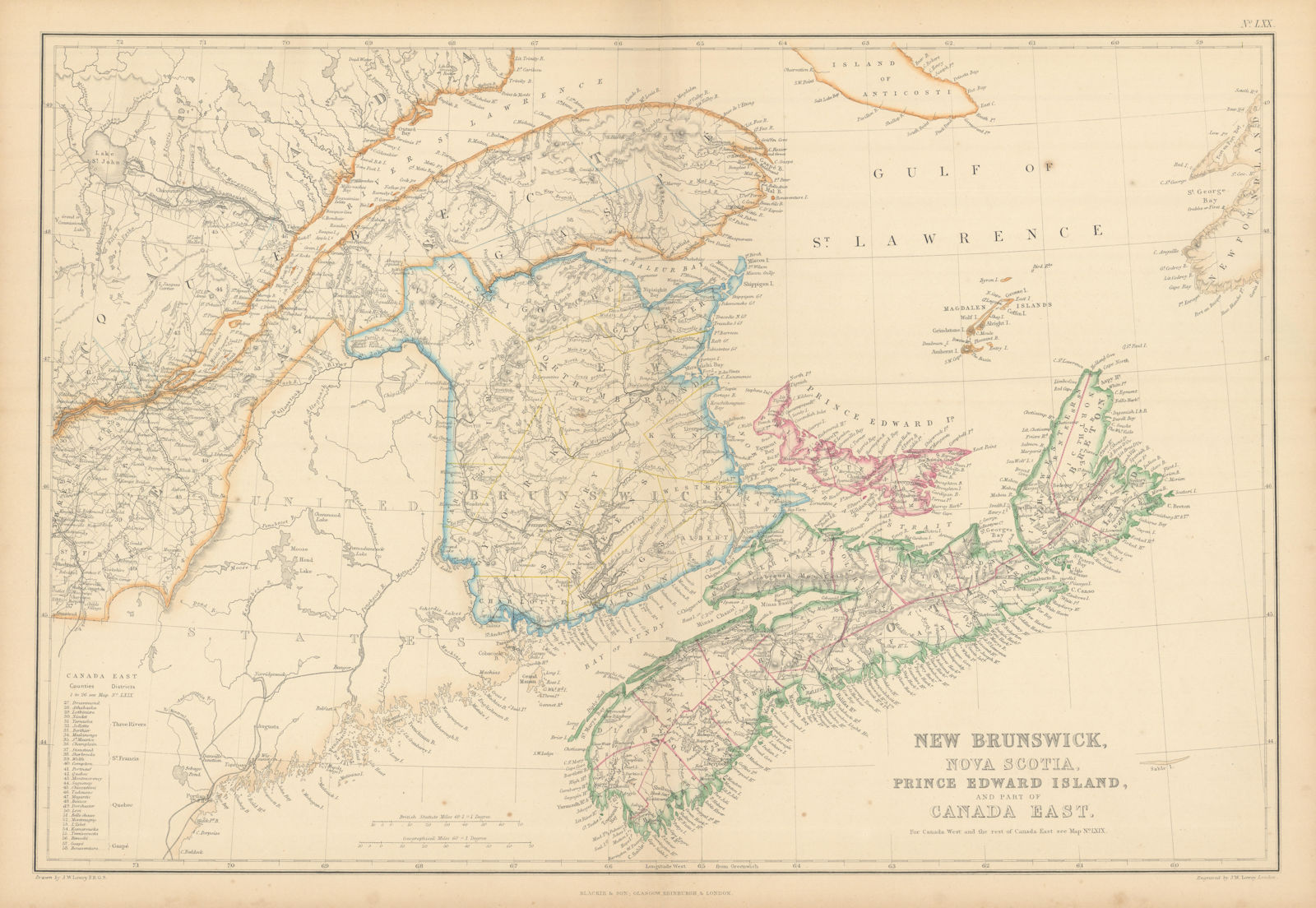Associate Product New Brunswick, Nova Scotia, Prince Edward Island &… Canada East. LOWRY 1859 map