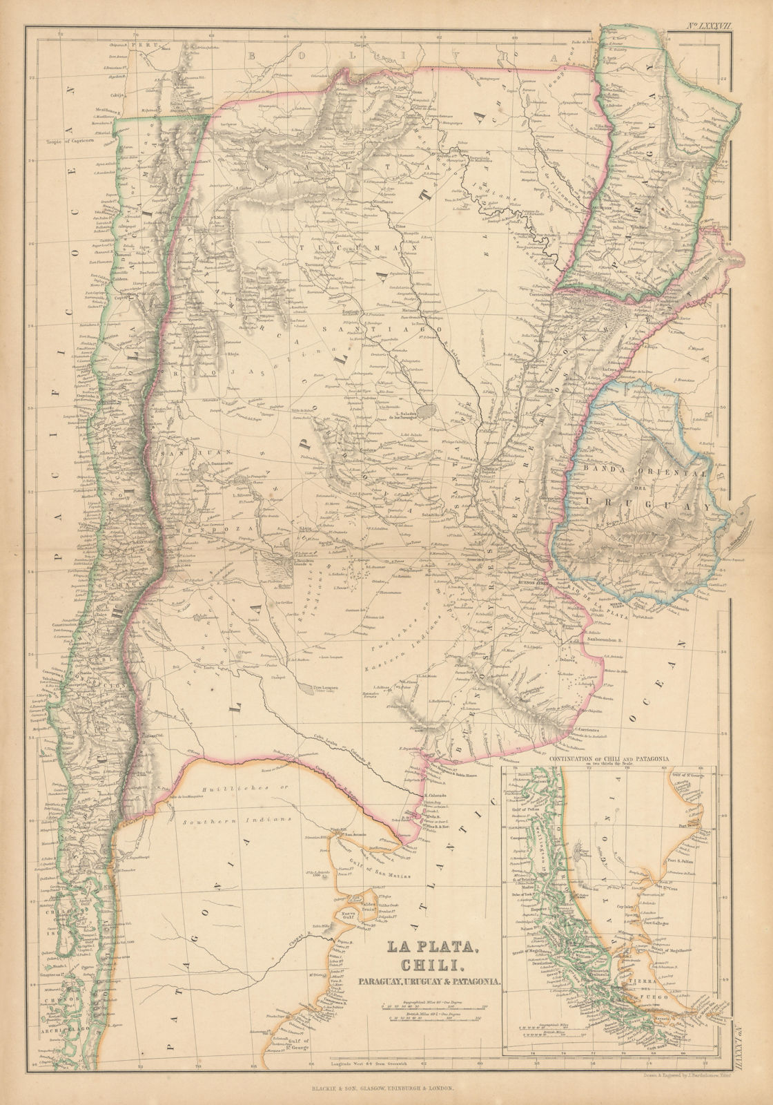 Associate Product La Plata, Chili, Paraguay, Uruguay… Argentina Chile. BARTHOLOMEW 1859 old map