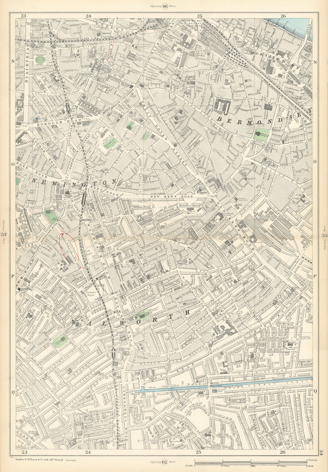 BERMONDSEY Newington Elephant & Castle Borough London Bridge Southwark 1900 map
