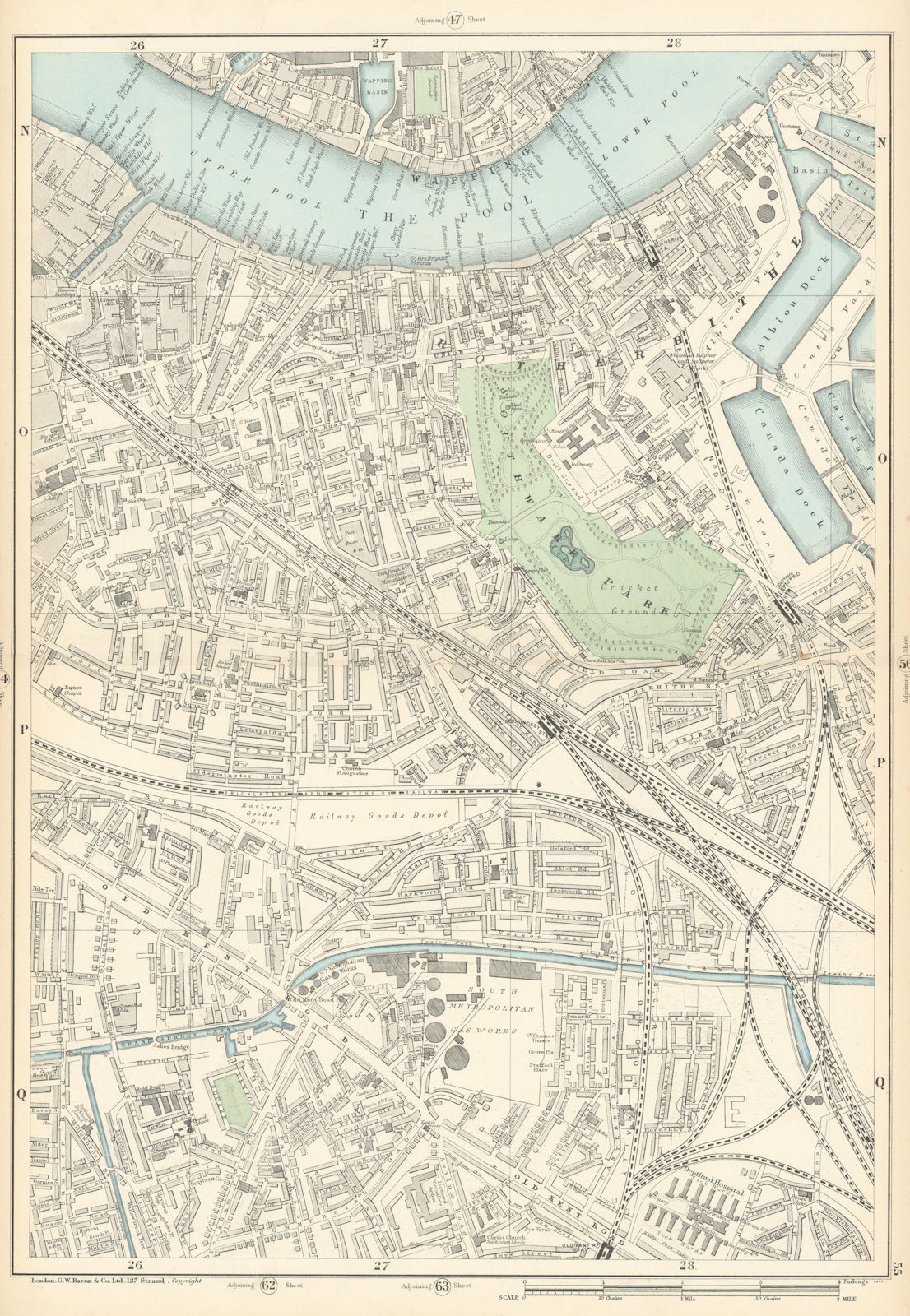 BERMONDSEY Rotherhithe Old Kent Road Wapping Canada Water Surrey Quays 1900 map