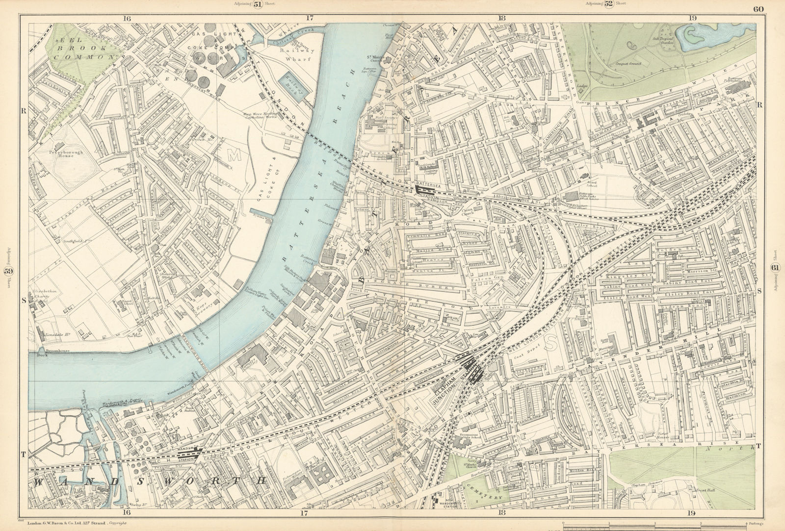 BATTERSEA Wandsworth Clapham Junction Lavender Hill Battersea Rise 1900 map