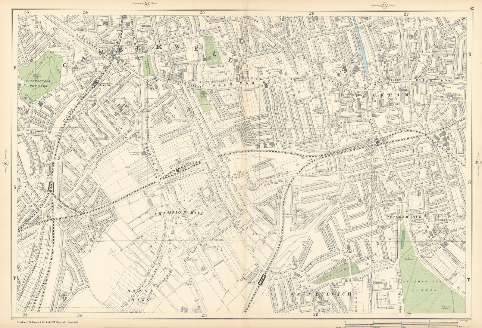 Associate Product CAMBERWELL Peckham Rye East Dulwich Herne Hill Denmark Hill 1900 old map