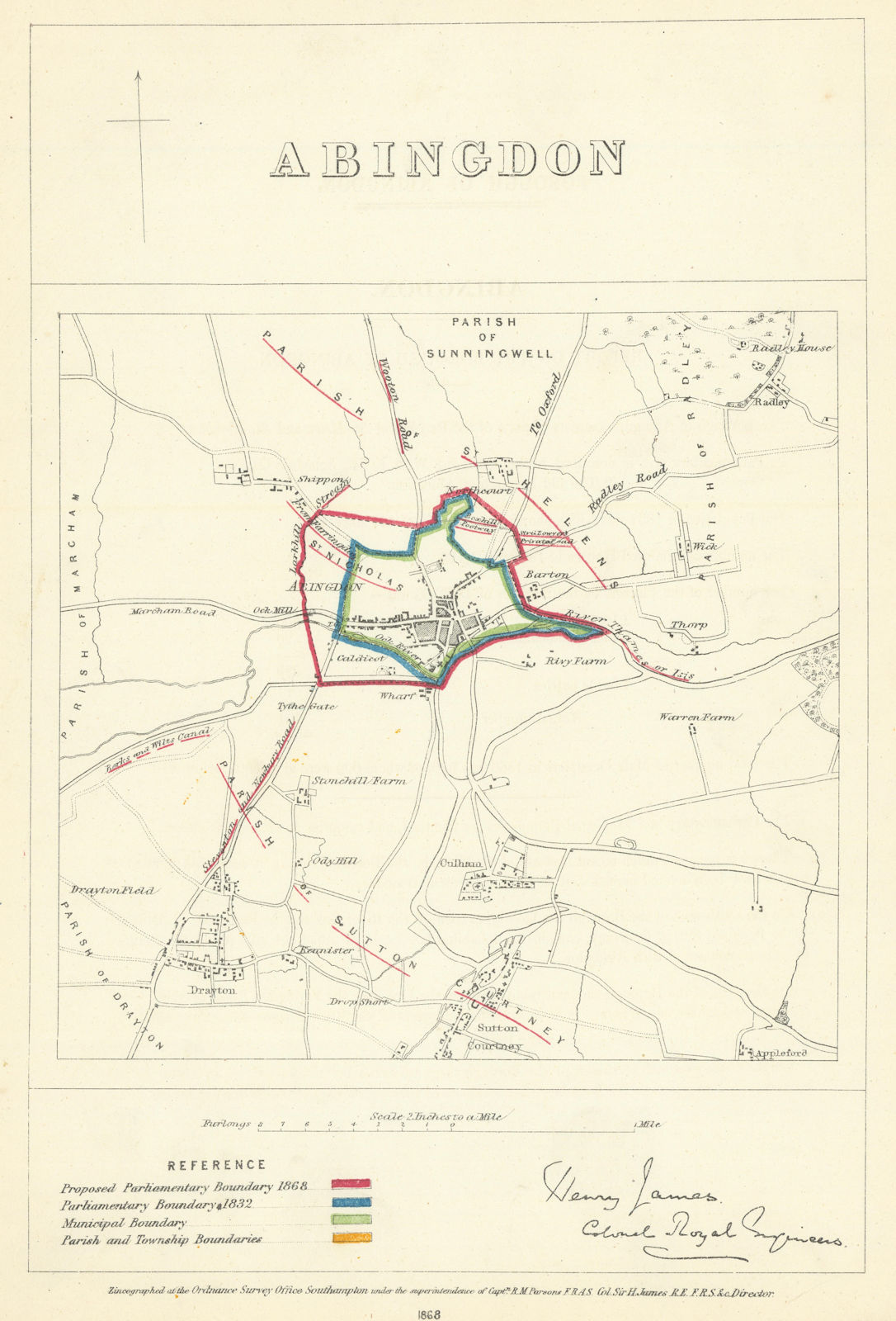 Associate Product Abingdon, Berkshire. JAMES. Parliamentary Boundary Commission 1868 old map