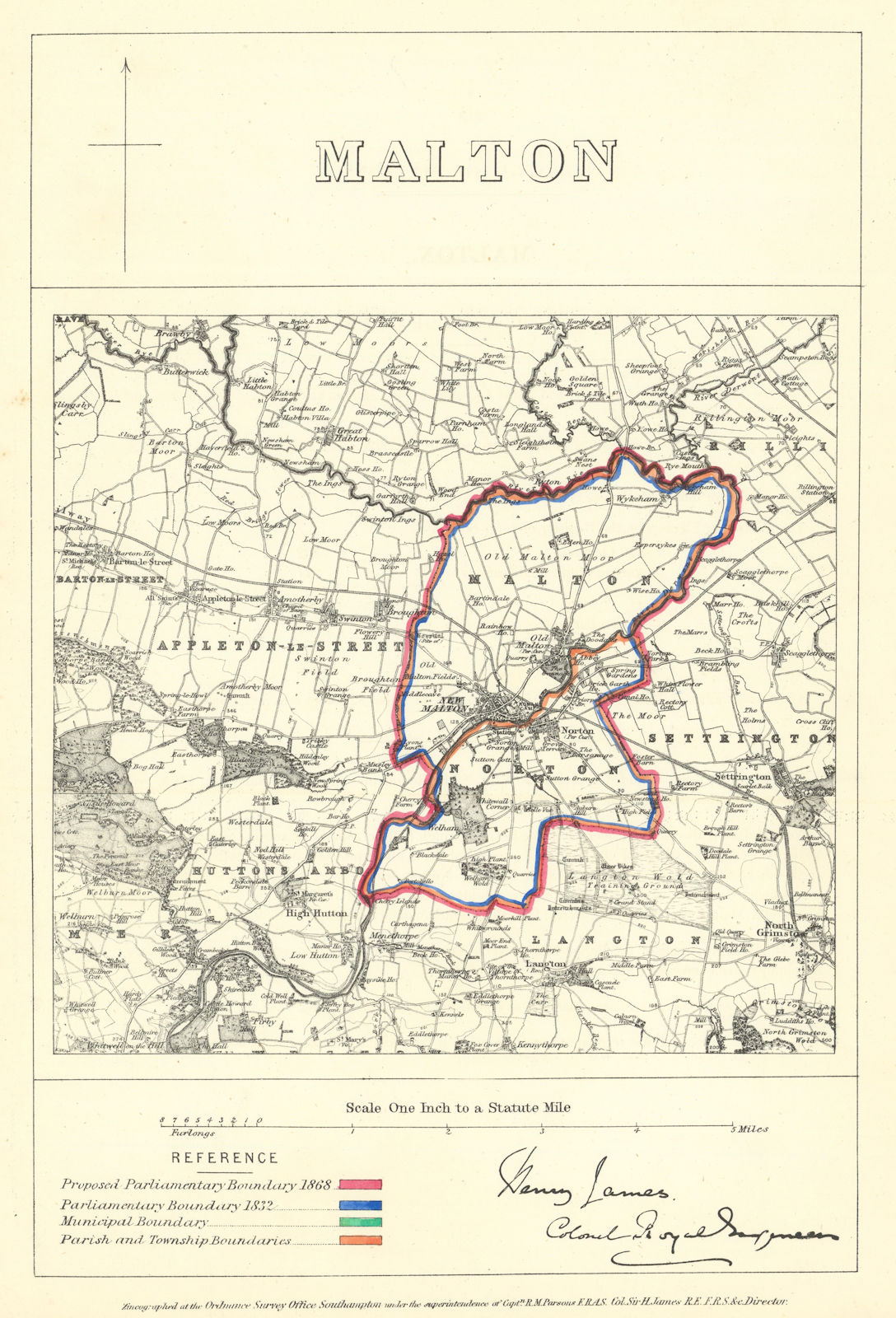 Associate Product Malton, Yorkshire. JAMES. Parliamentary Boundary Commission 1868 old map