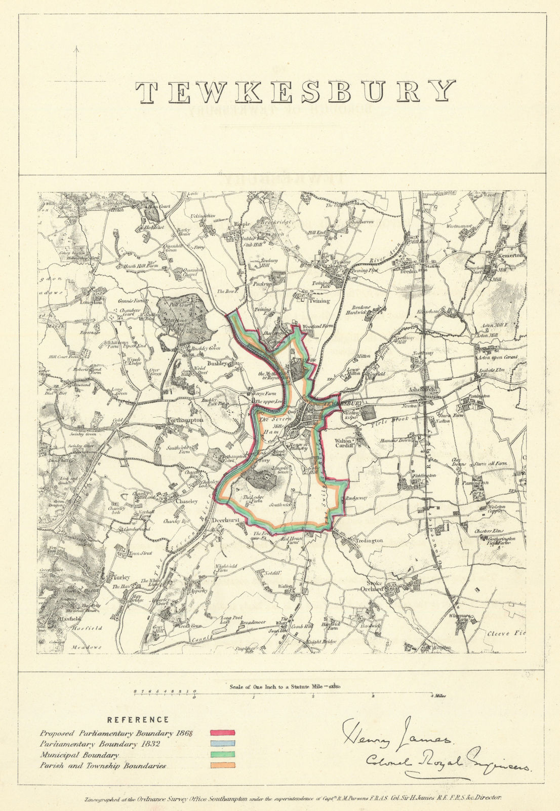 Associate Product Tewkesbury, Gloucestershire. JAMES. Parliamentary Boundary Commission 1868 map