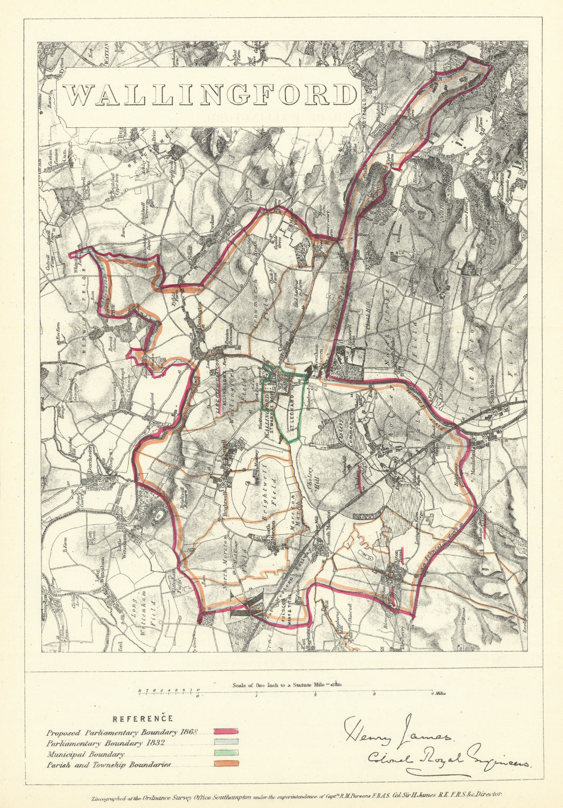 Associate Product Wallingford, Berkshire. JAMES. Parliamentary Boundary Commission 1868 old map