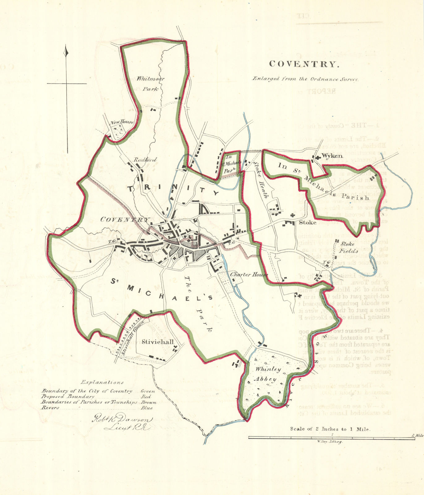 COVENTRY borough/town/city plan. REFORM ACT. DAWSON 1832 old antique map chart
