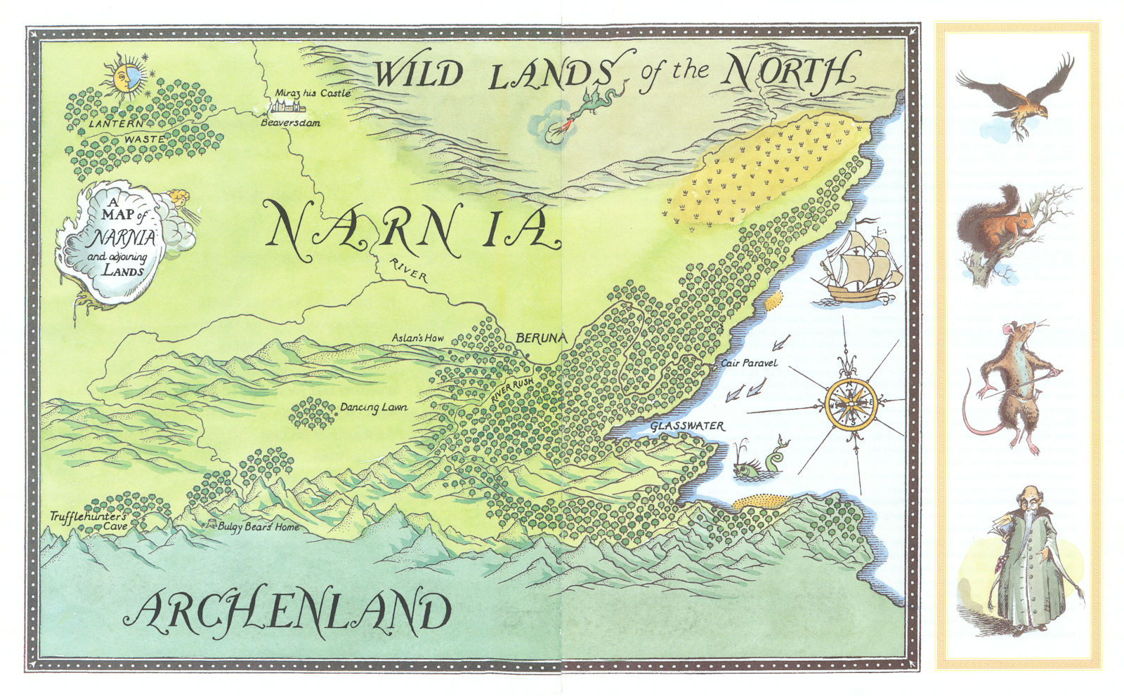 A Map of Narnia and adjoining lands by Pauline Baynes 1998 old vintage