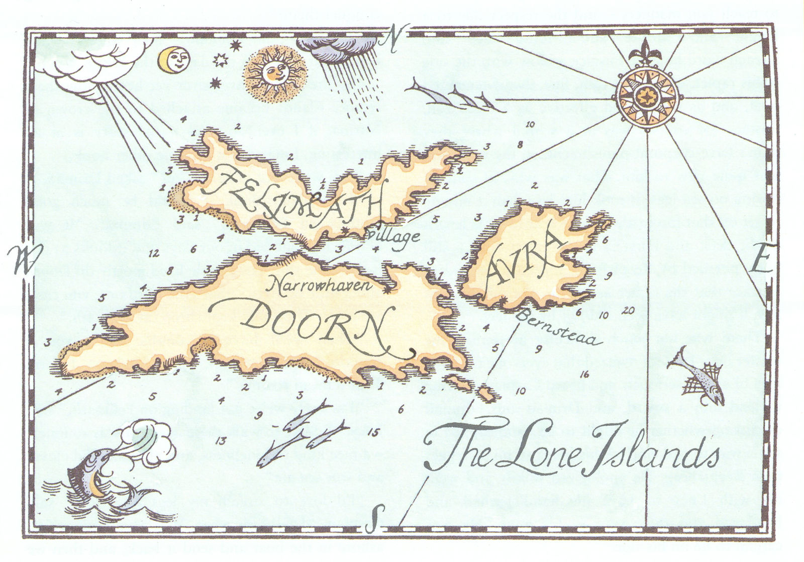 The Lone Islands by Pauline Baynes. Chronicles of Narnia 1998 old vintage map