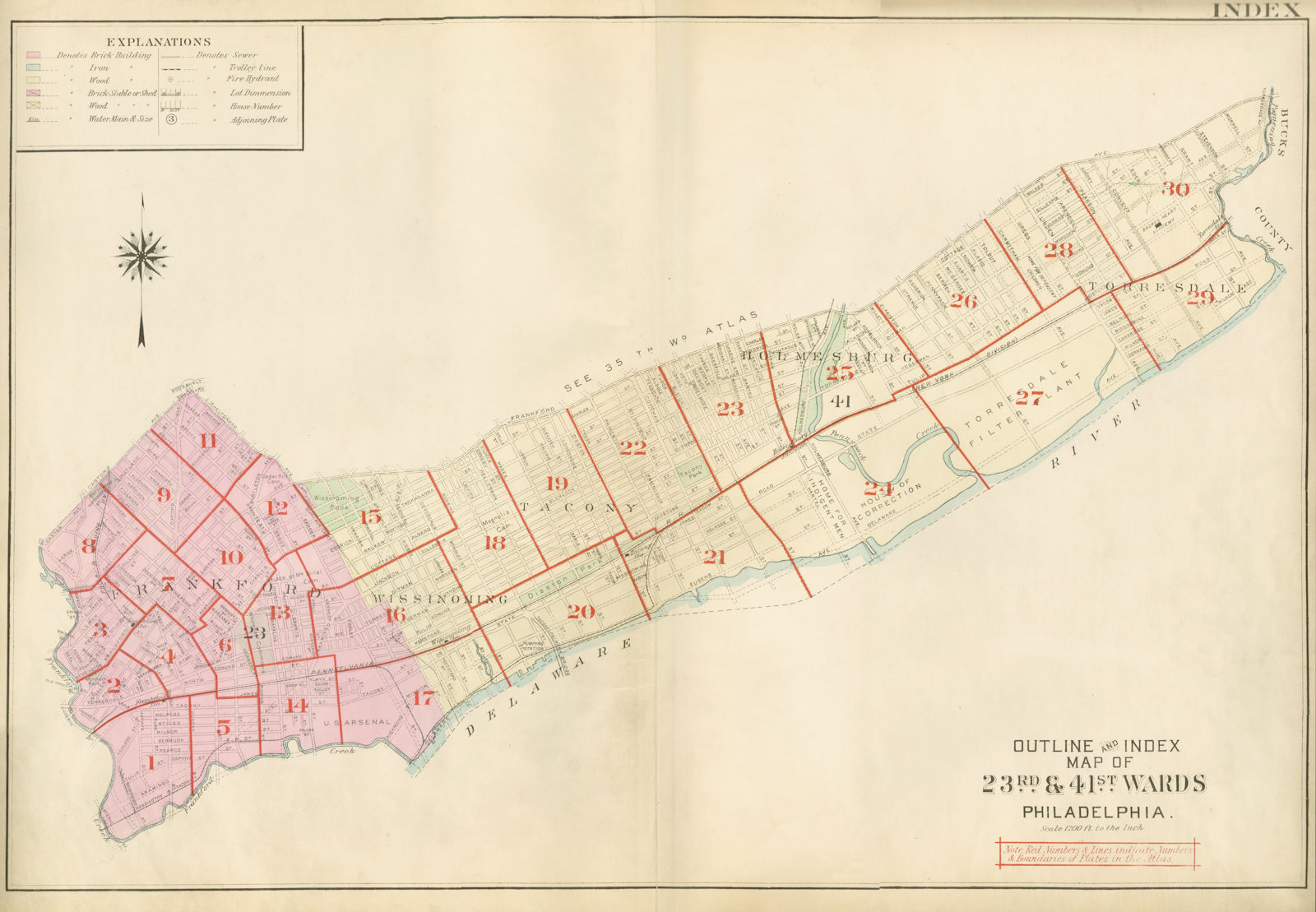 NE PHILADELPHIA. Frankford Tacony Wissinoming Holmesburg Torresdale 1929 map