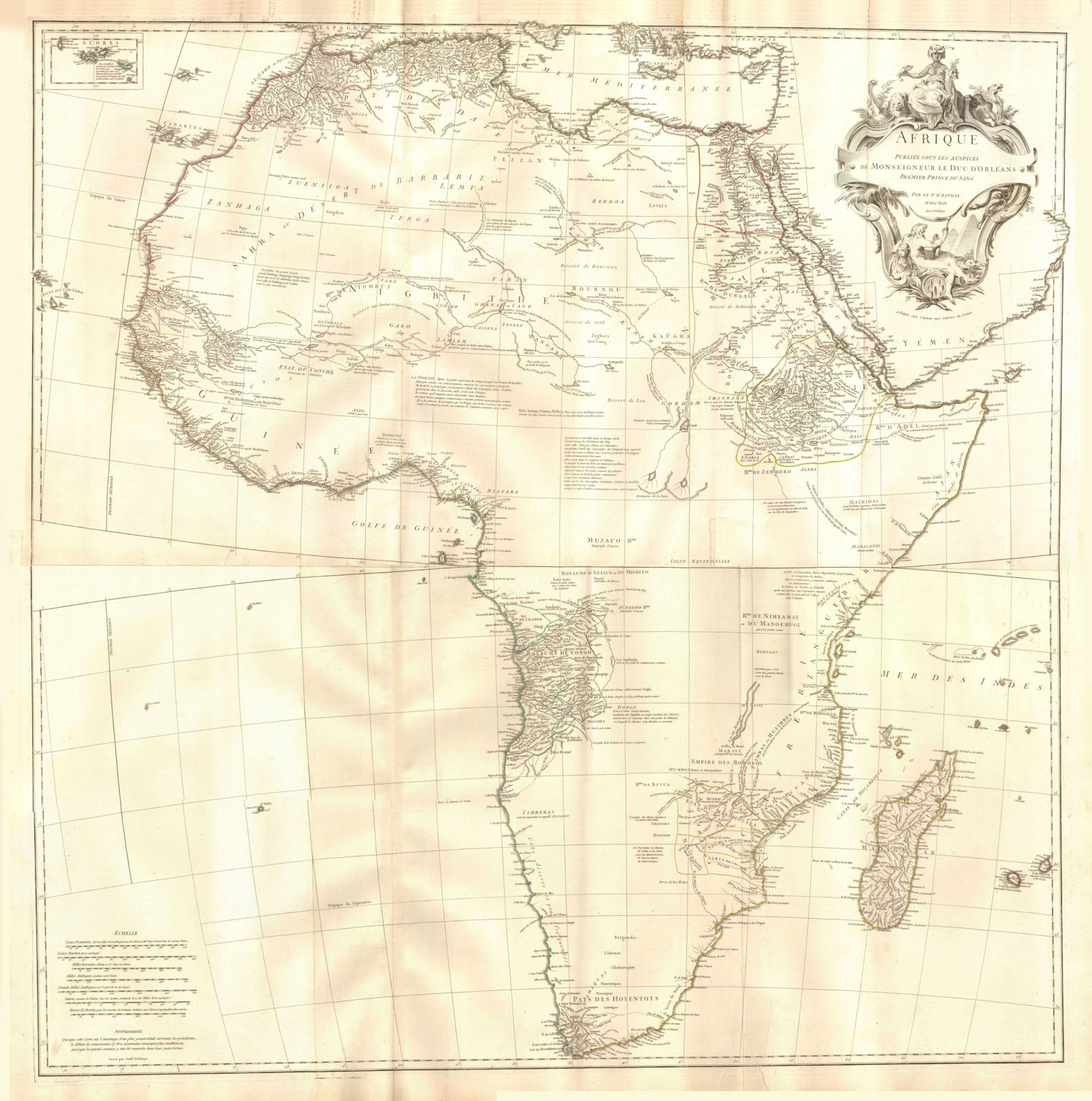 Afrique publiée sous les auspices [du] Duc d'Orleans. Africa. D’ANVILLE 1749 map
