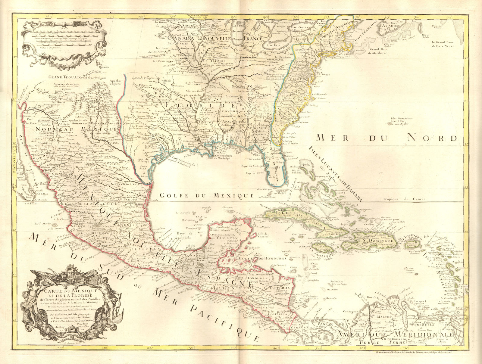 'Carte du Mexique et de la Floride'. Colonial North America. DE L’ISLE 1745 map