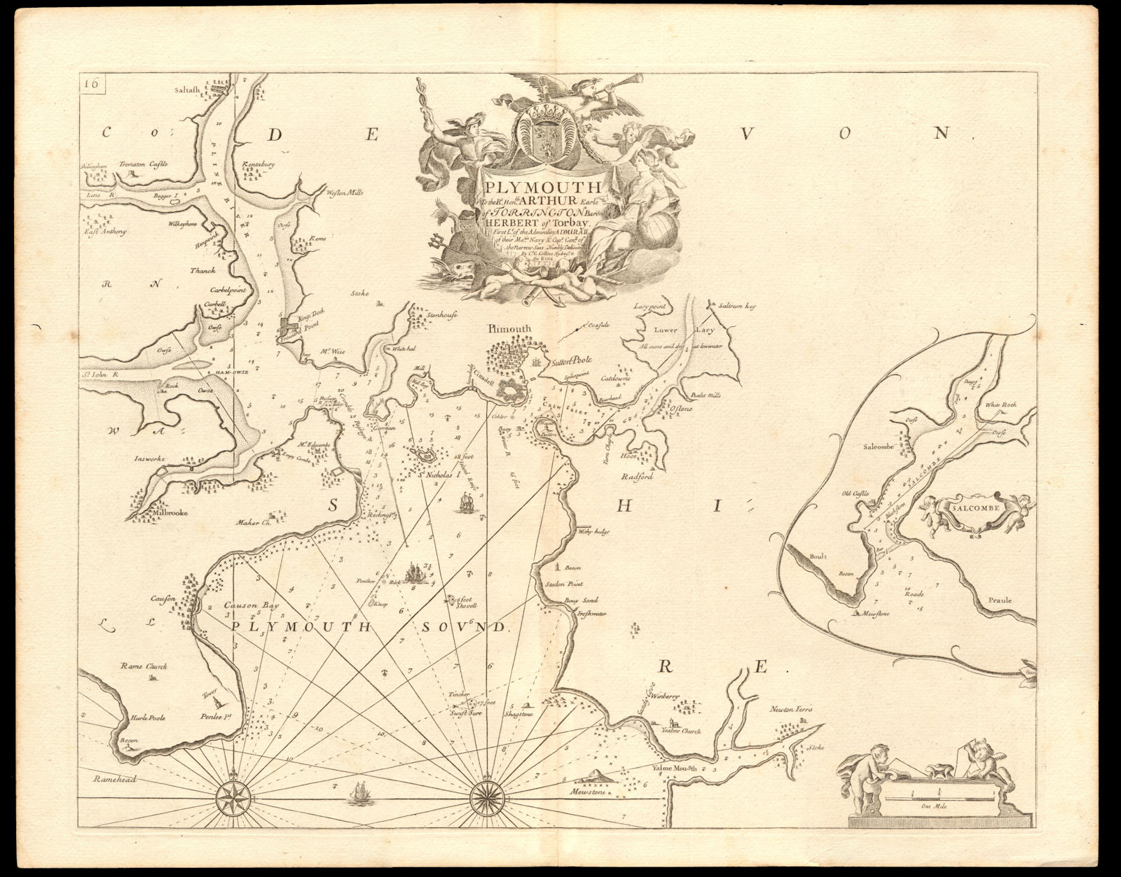 PLYMOUTH SOUND & SALCOMBE sea chart. Kingsbridge estuary. COLLINS c1774 map