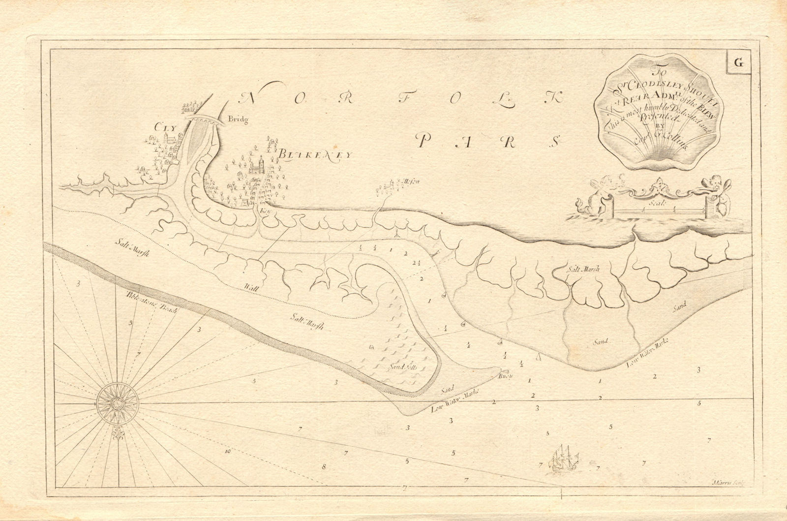 BLAKENEY POINT sea chart. Blakeney Morston Cley-next-the-Sea. COLLINS c1774 map