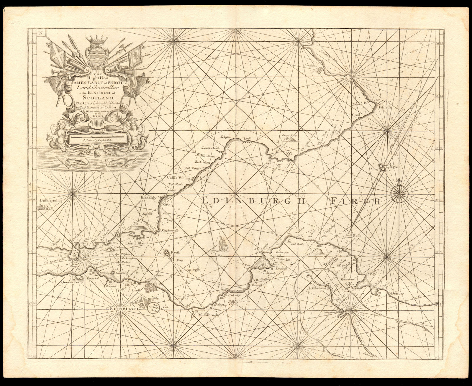 'Edinburgh Firth' sea chart. Firth of Forth. Lothian & Fife. COLLINS c1774 map
