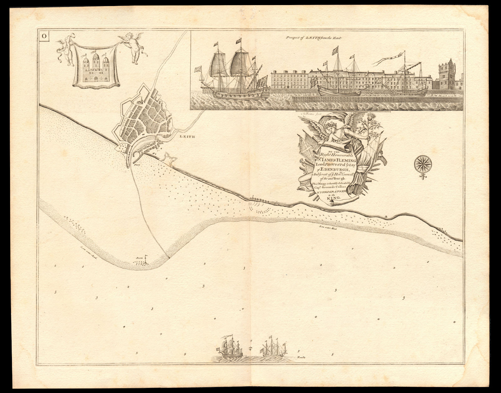 Navigation Chart View Of LEITH By Capt Greenvile COLLINS Edinburgh 